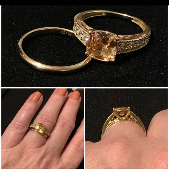 Bella Luce 4.66 ctw Champagne & White CZ 10k Yellow Gold Ring Size 7 - Picture 2 of 7